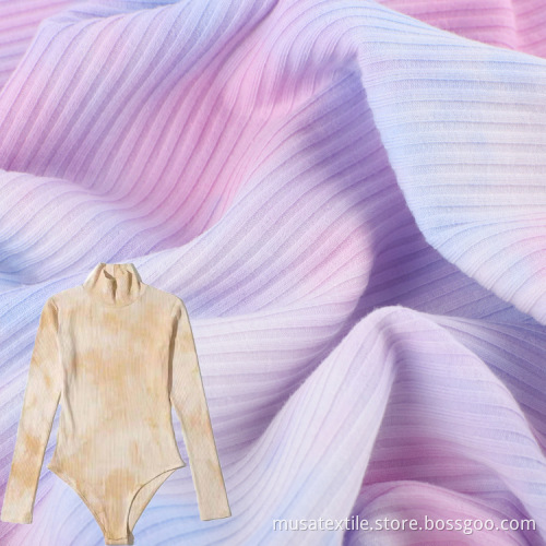 Musa Jersey Primp Polyester Stretch Rib Treen Tissu